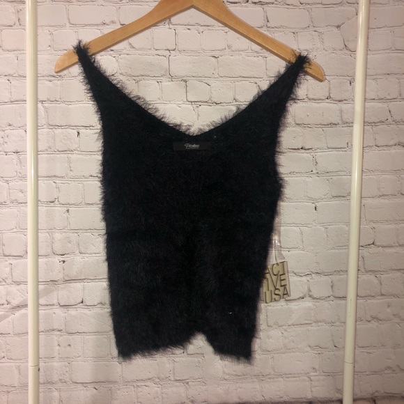 Active USA Tops | Luxe Black Fuzzy Tank Top | Poshmark